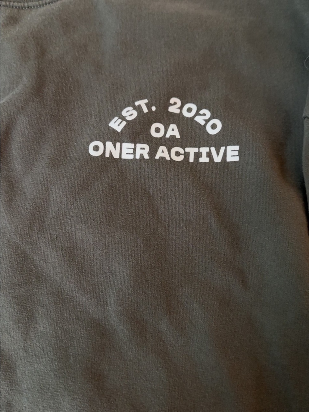 Oner Active Olive/Khaki Sweatshirt with White EST. 2020 Chest Print